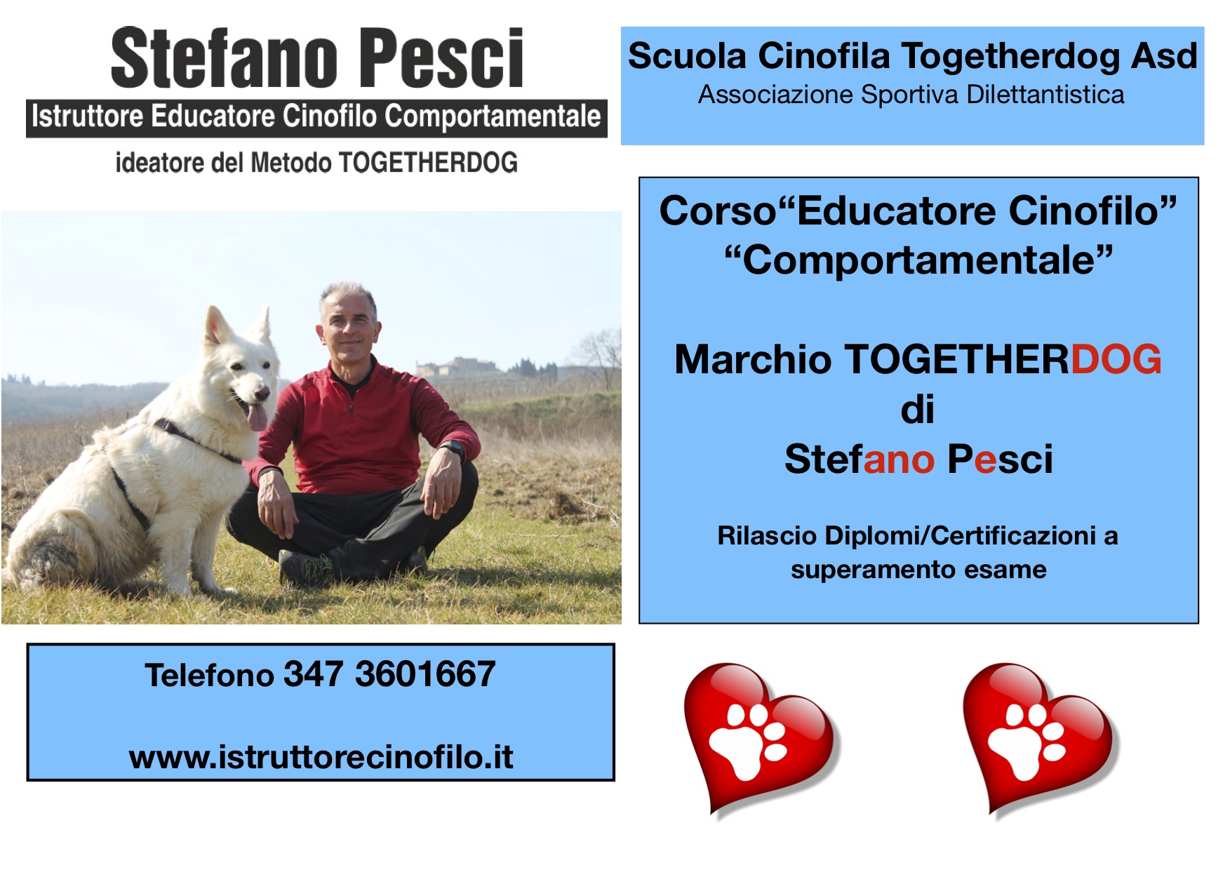 Marchio Educatore Cinofilo Comportamentale Togetherdog - Stefano Pesci Istruttore