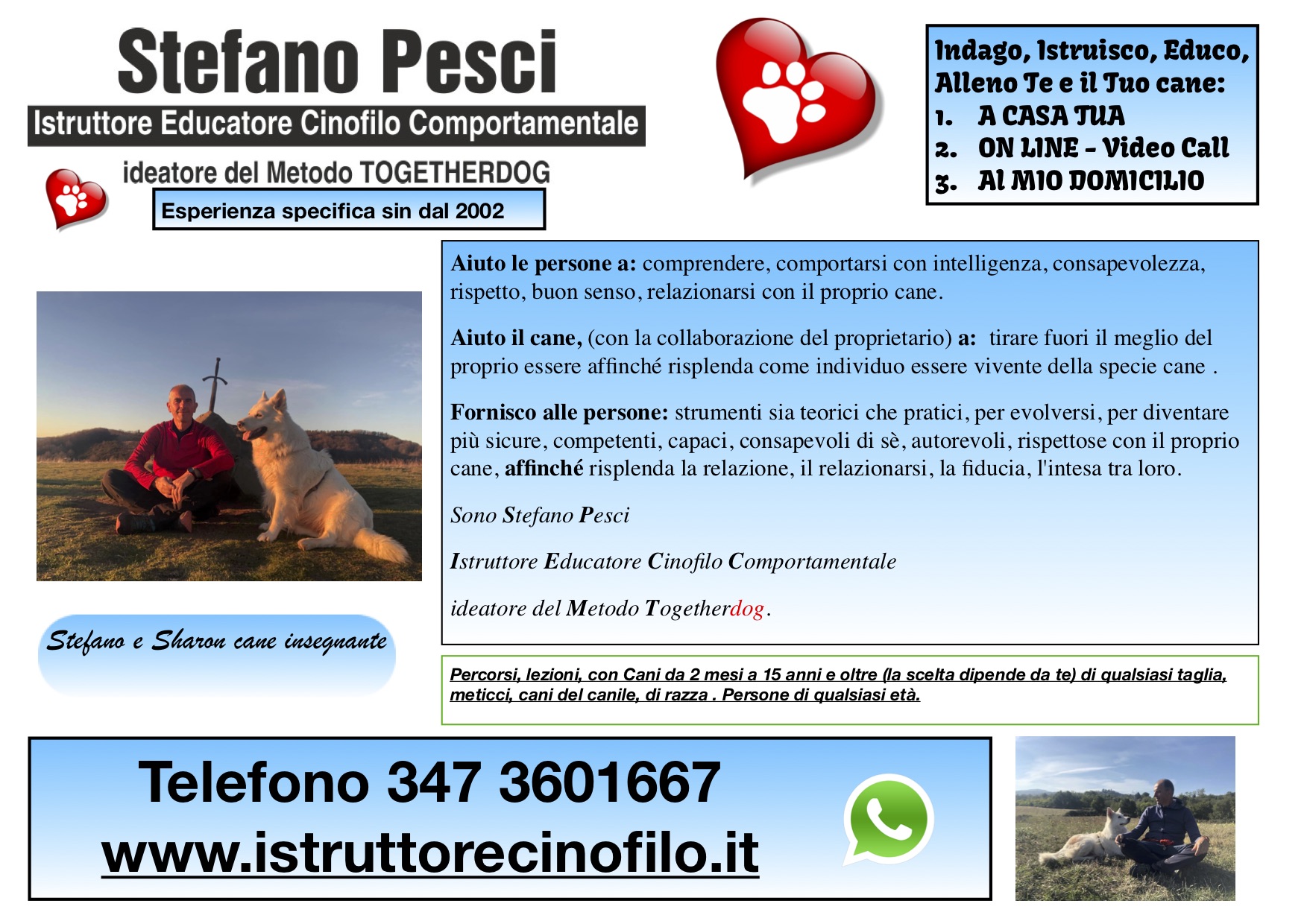 Aiuto Perosne cani stefano Pesci istruttore Educatore Cinofilo Comportamentale