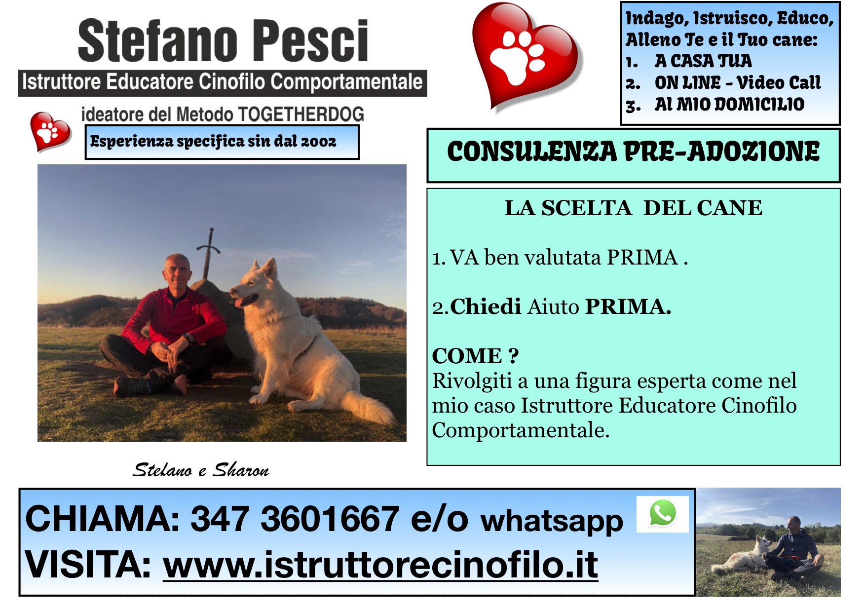 Consulenza Pre-Adozione Stefano Pesci Istruttore Educatore Cinofilo Comportamentale
