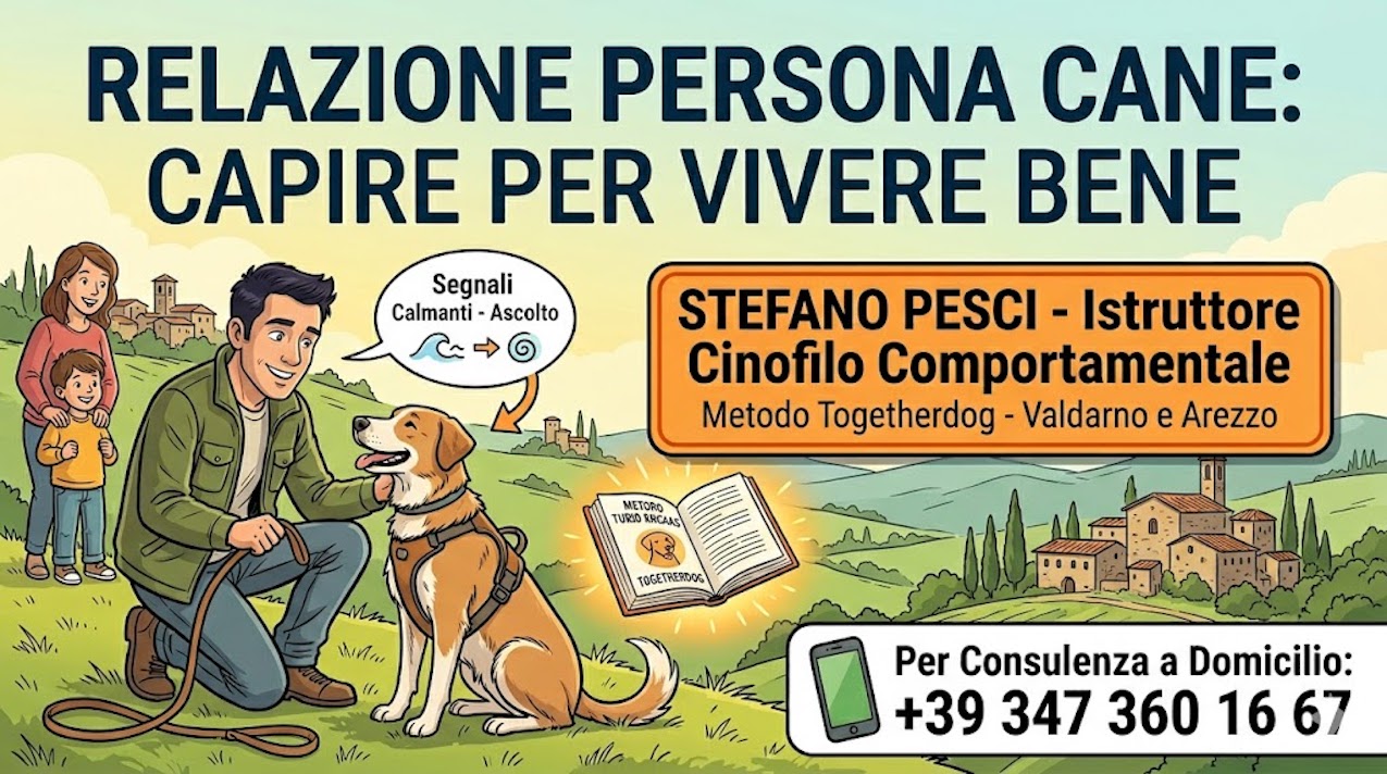 Istruttore cinofilo nel Valdarno e Arezzo Stefano Pesci consulenza comportamentale telefono 3473601667